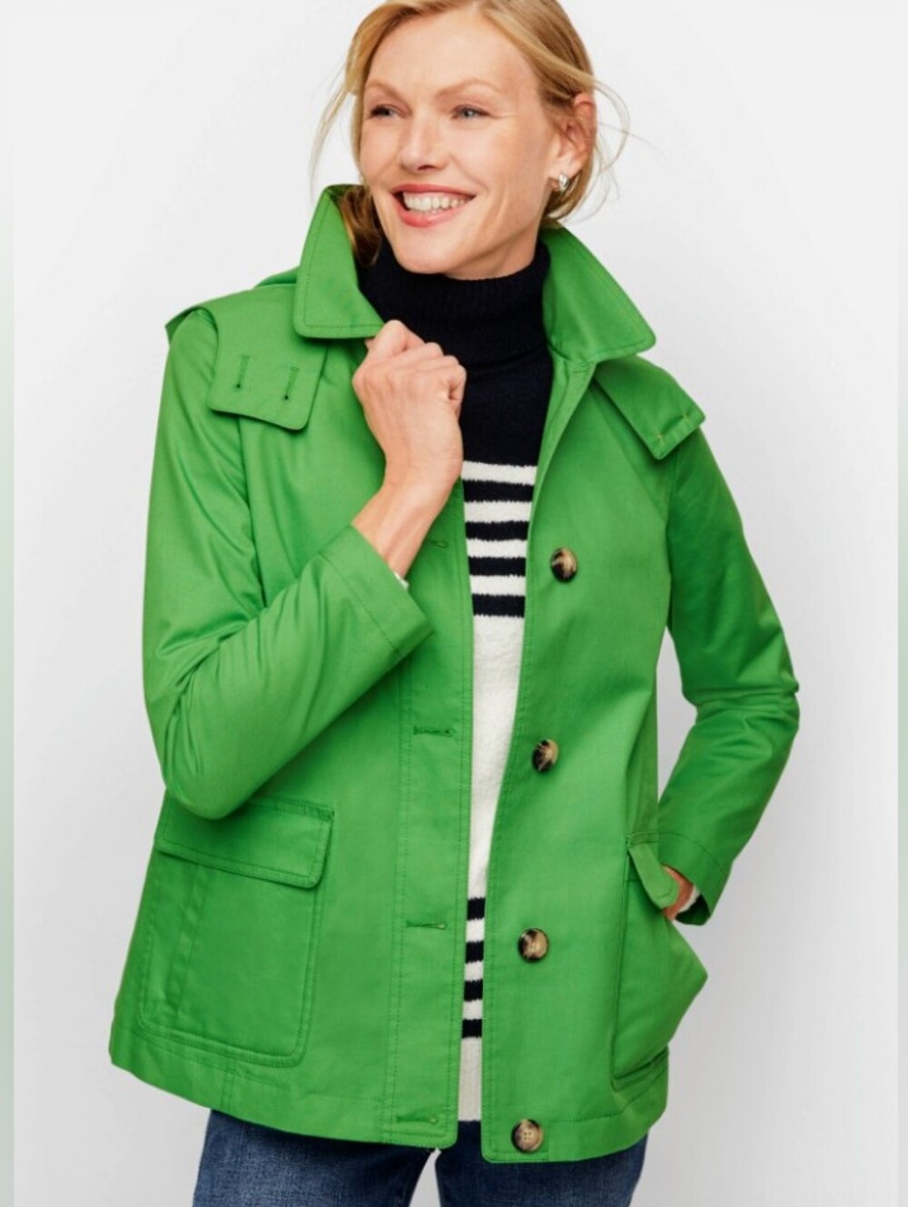 Talbots Green Women's Lightweight Trench Jacket